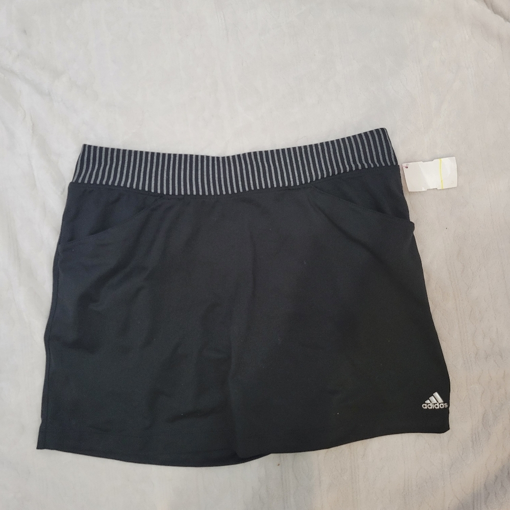 NWT Adidas Golf Sporty Pullover Gray and Black Striped Preppy Skort | XL